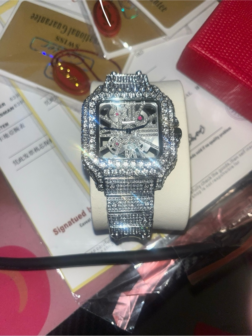 Silver Crystal-Accented Mens Watch - Luxury Bracelet Style